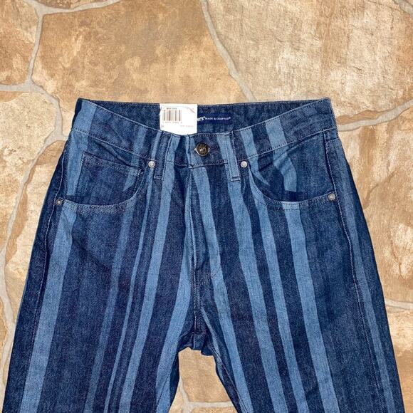 NWT Levi's Made & Crafted Blue Striped Denim Slim Crop Jeans, Size 24 - Picture 5 of 8